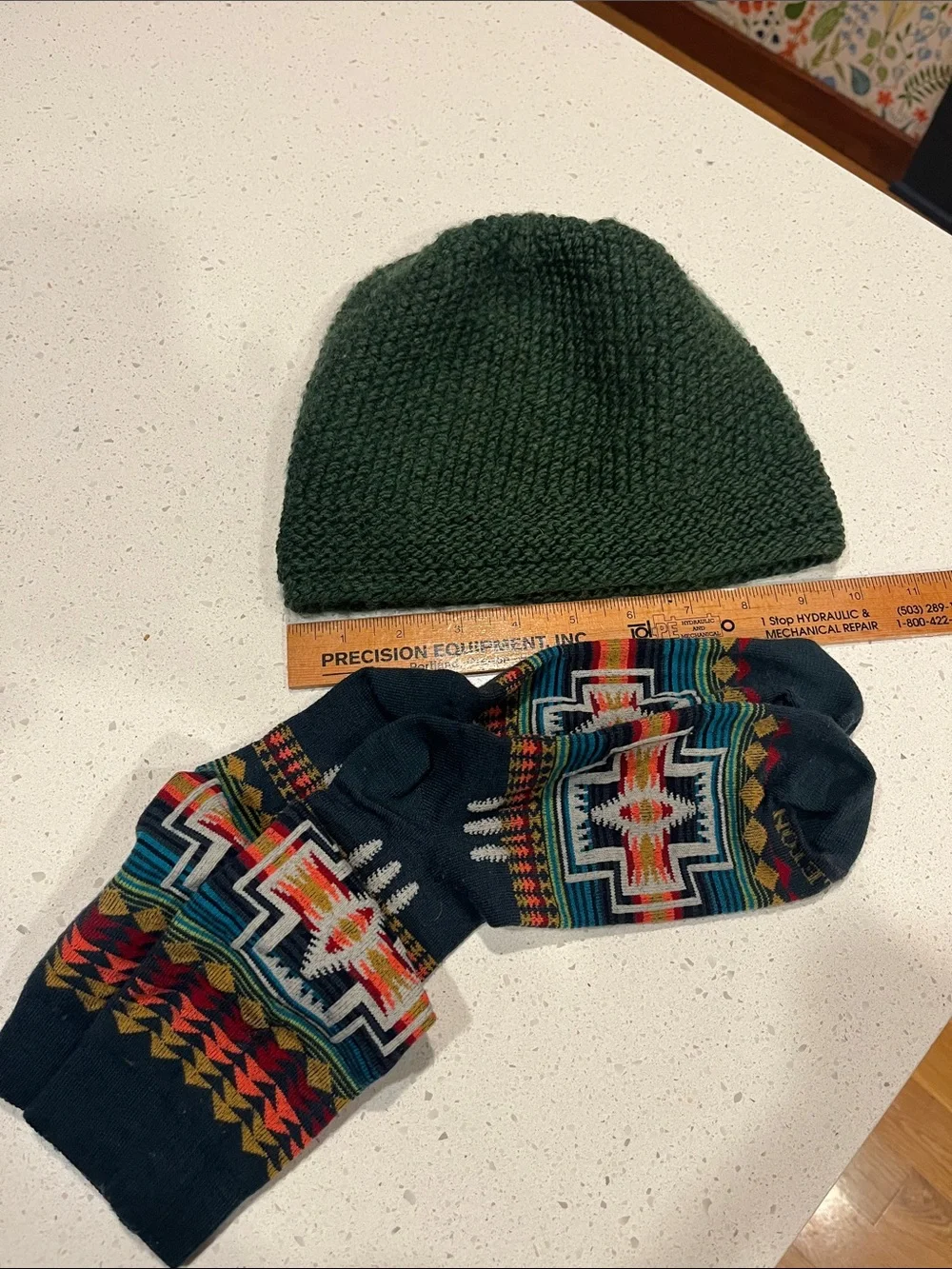 Pendleton Socks and Handmade Green Beanie